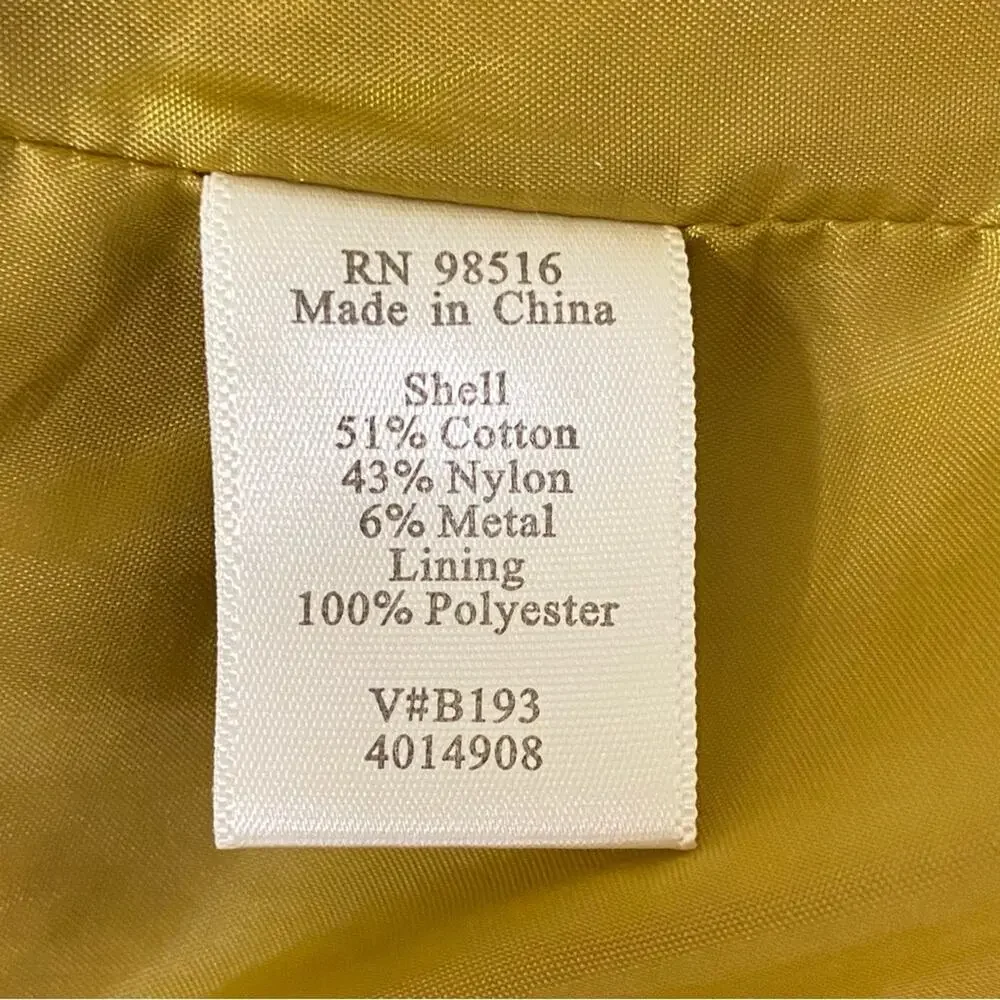 Coldwater Creek Mustard Yellow Drawstring Scrunch Snap Jacket Women’s Size 4-6